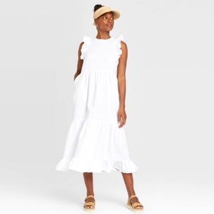 Universal Thread Target White Ruffle Sleeve Maxi Dress